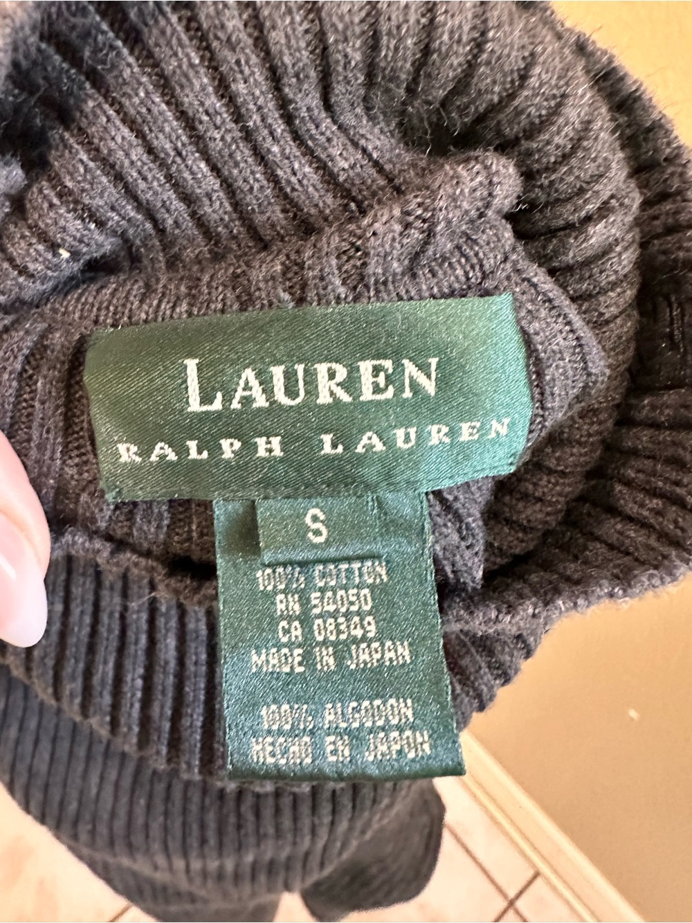 Lauren Ralph Lauren 100% Cotton Classic Ribbed Turtleneck Sweater - Charcoal S - Picture 2 of 13
